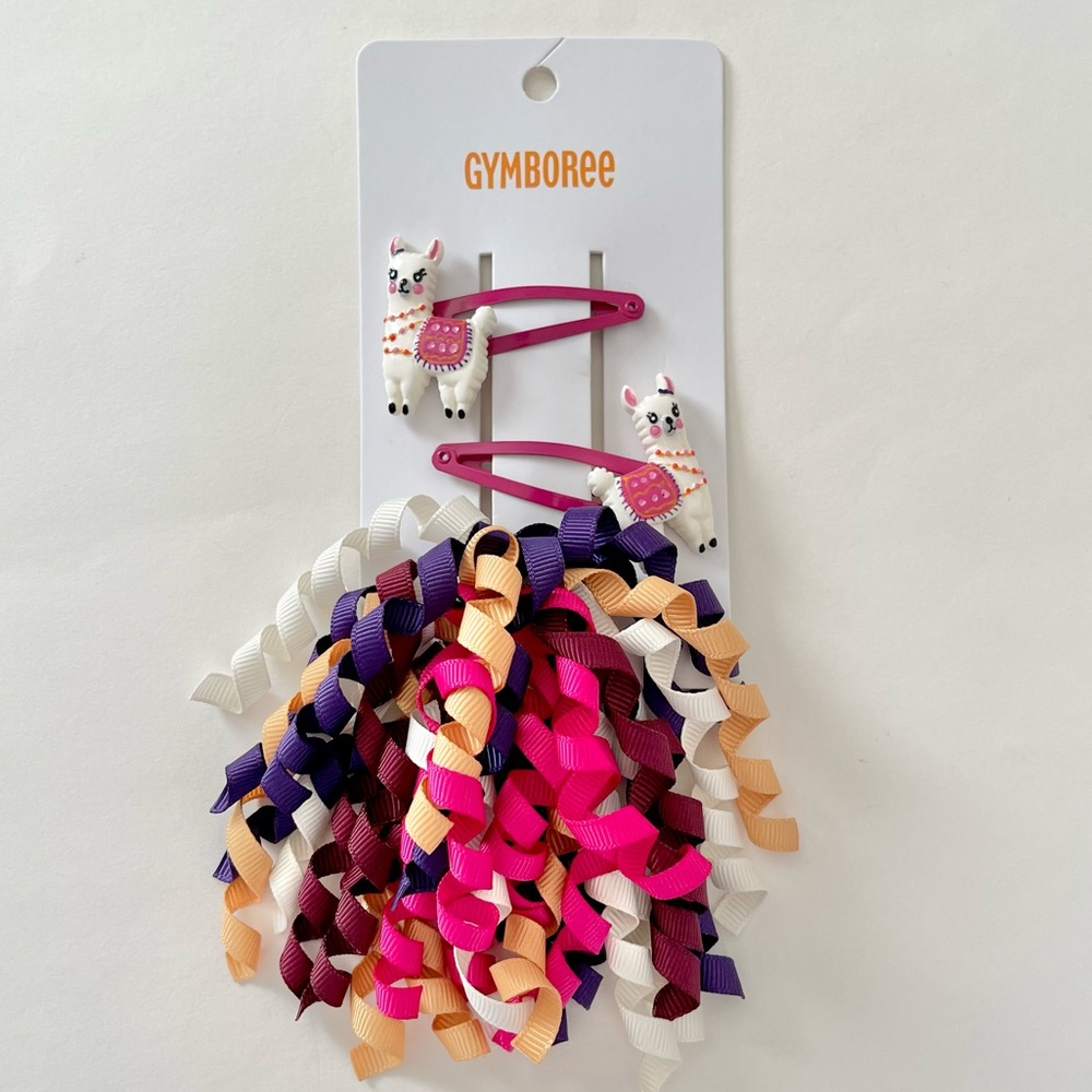Gymboree Girls Llama Hair Clip Curly Set Fuchsia/White/Purple  NWT Sz OS